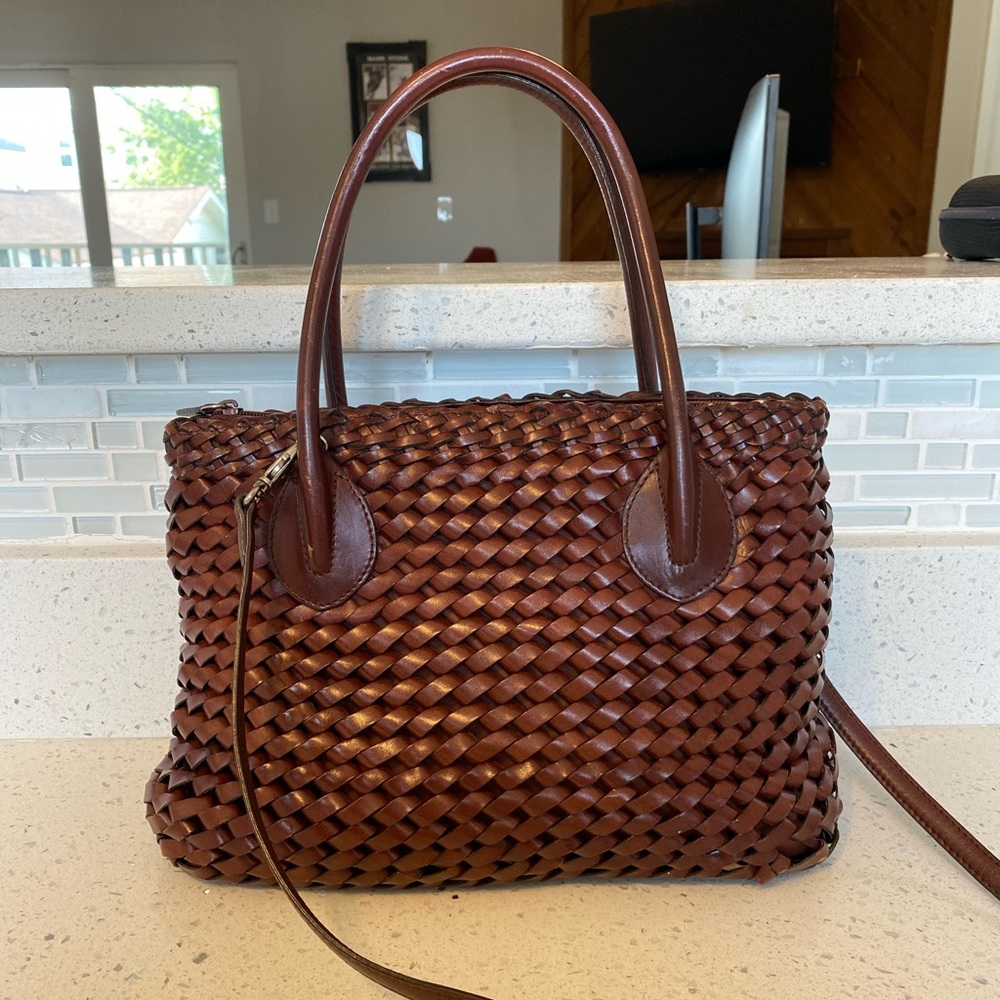 Fossil Brown Woven Crossbody Bag Purse